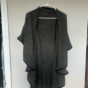 Charcoal Open Front cardigan with Black Trim